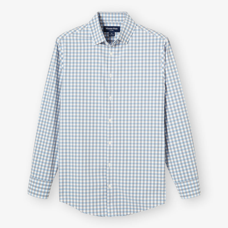 Leeward Dress Shirt - Nickel Madison Check, fabric swatch closeup