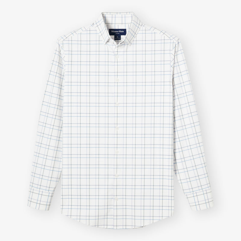 Leeward Dress Shirt - White Larkin Plaid, fabric swatch closeup