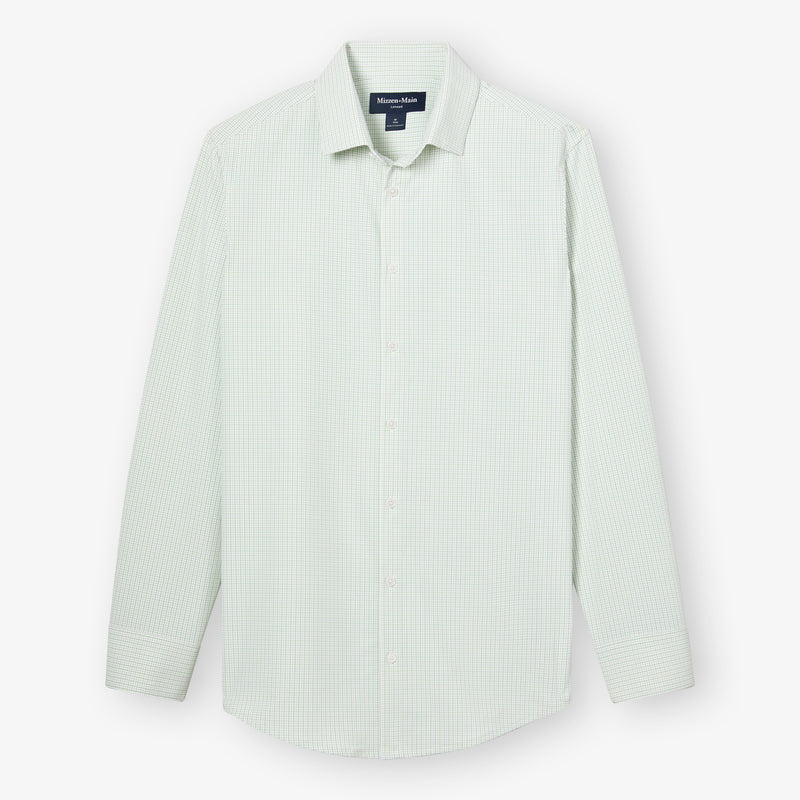 Leeward Dress Shirt - Fern Filbert Plaid, fabric swatch closeup