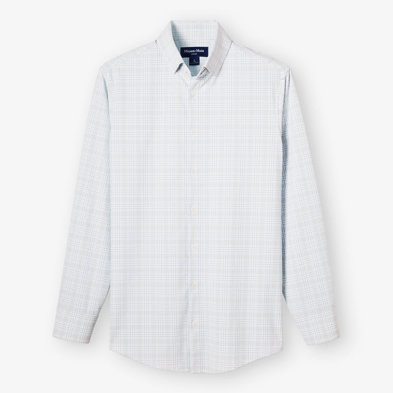 Leeward Dress Shirt - White Baja Plaid, fabric swatch closeup