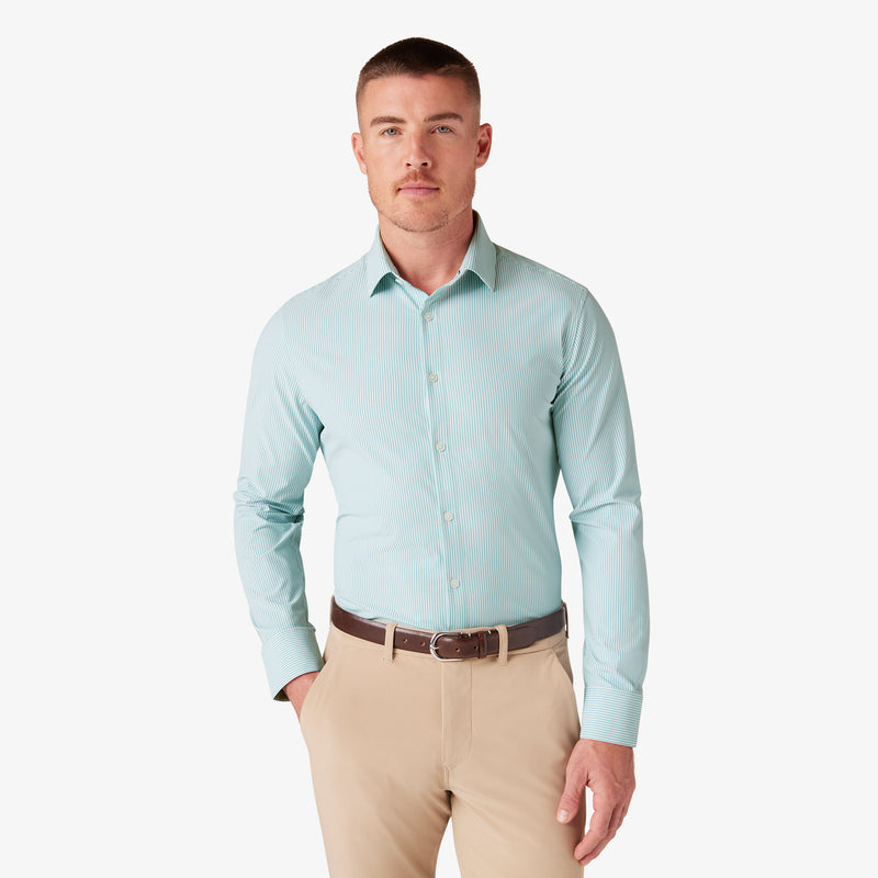 Leeward Dress Shirt - Nile Blue Banker Stripe, featured product shot