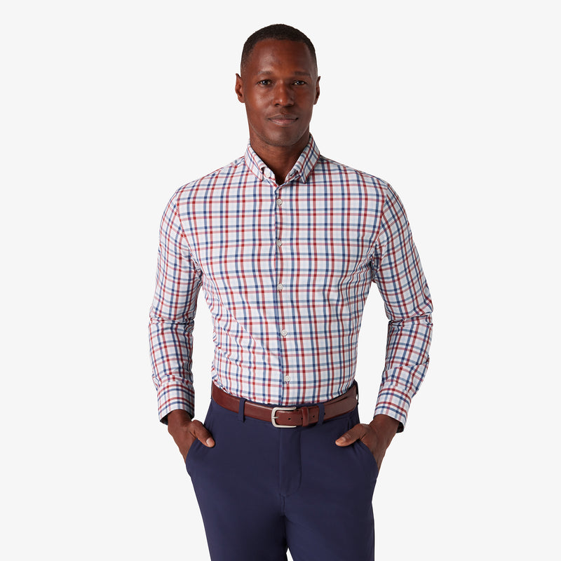 Leeward Dress Shirt - Holly Berry Coastal Plaid, featured product shot