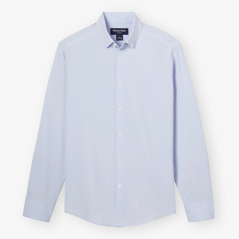 Leeward No Tuck Dress Shirt - Sky Solid, fabric swatch closeup