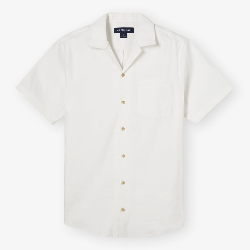 Palmer Camp Shirt - White Solid, fabric swatch closeup