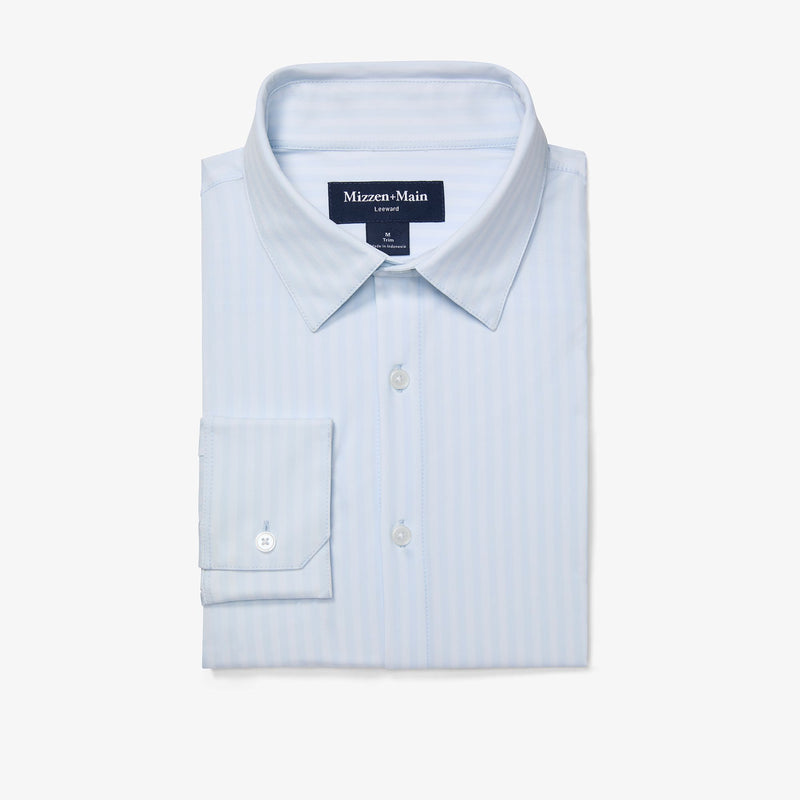 Leeward Dress Shirt - Sky Herringbone, featured product shot