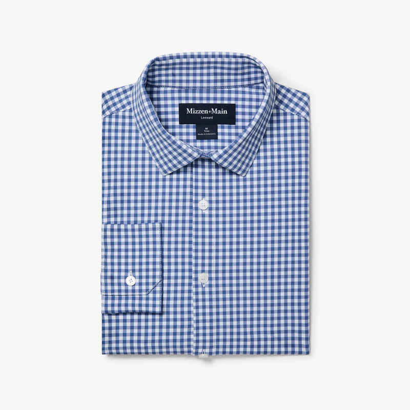 Leeward Dress Shirt - Denim Blue Alamo Gingham, featured product shot