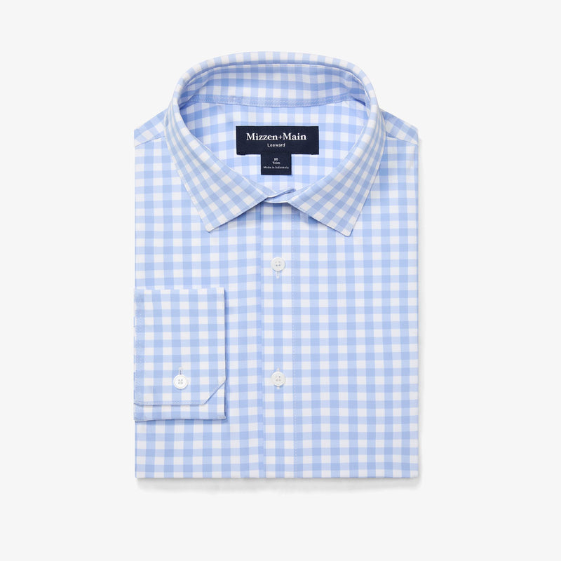 Leeward Dress Shirt - Light Blue Gingham, featured product shot