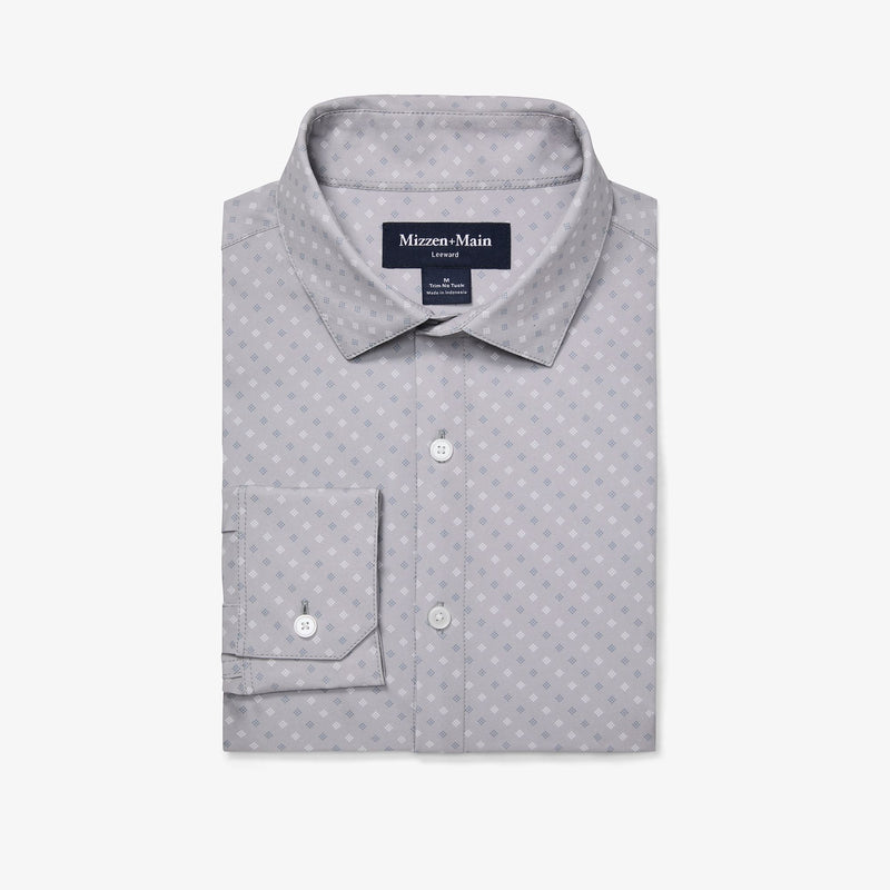 Leeward No Tuck Dress Shirt - Silver Dotted Diamond, featured product shot