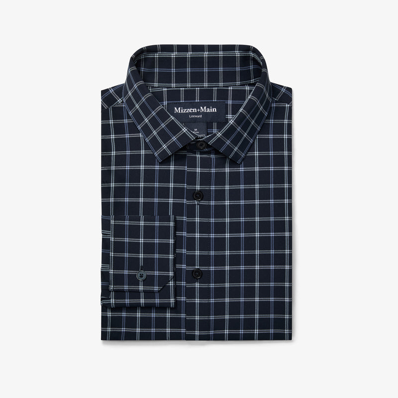 Leeward Dress Shirt - Navy Stewart Plaid, featured product shot