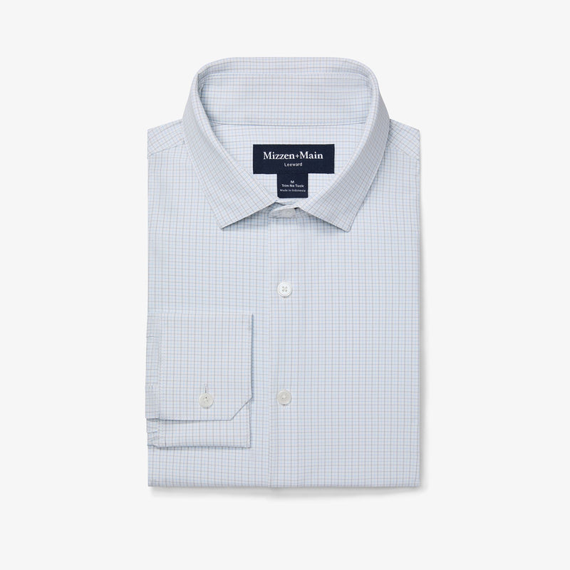 Leeward No Tuck Dress Shirt - Silver Filbert Plaid, featured product shot