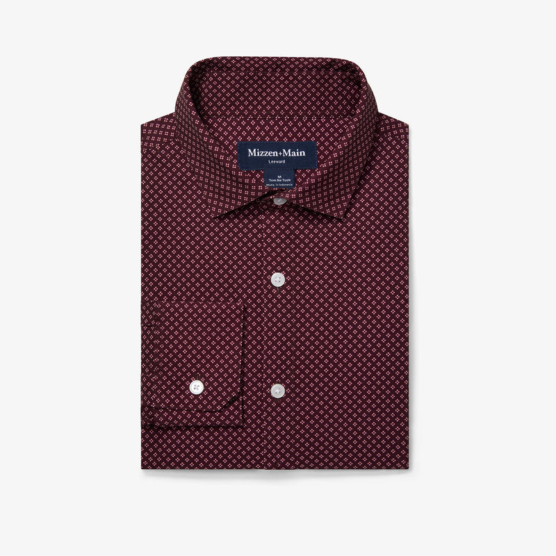 Leeward No Tuck Dress Shirt - Wine Clover, featured product shot