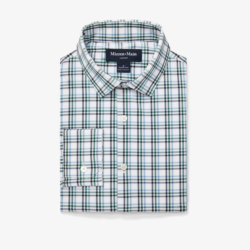 Leeward No Tuck Dress Shirt - White Noah Plaid, featured product shot