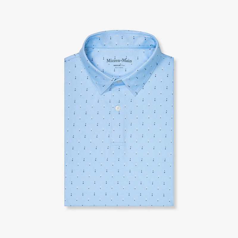 Halyard Polo - Light Blue Exclamation Geo, featured product shot