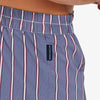 Leeward Boxer - Vertical Gray Red Stripe, fabric swatch closeup