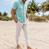 Halyard Short Sleeve - Green Multi Stripe, lifestyle/model photo