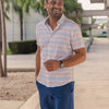Halyard Short Sleeve - Peach Multi Stripe, lifestyle/model photo