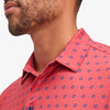 Versa Polo - Faded Red Geo Floral Print, lifestyle/model photo