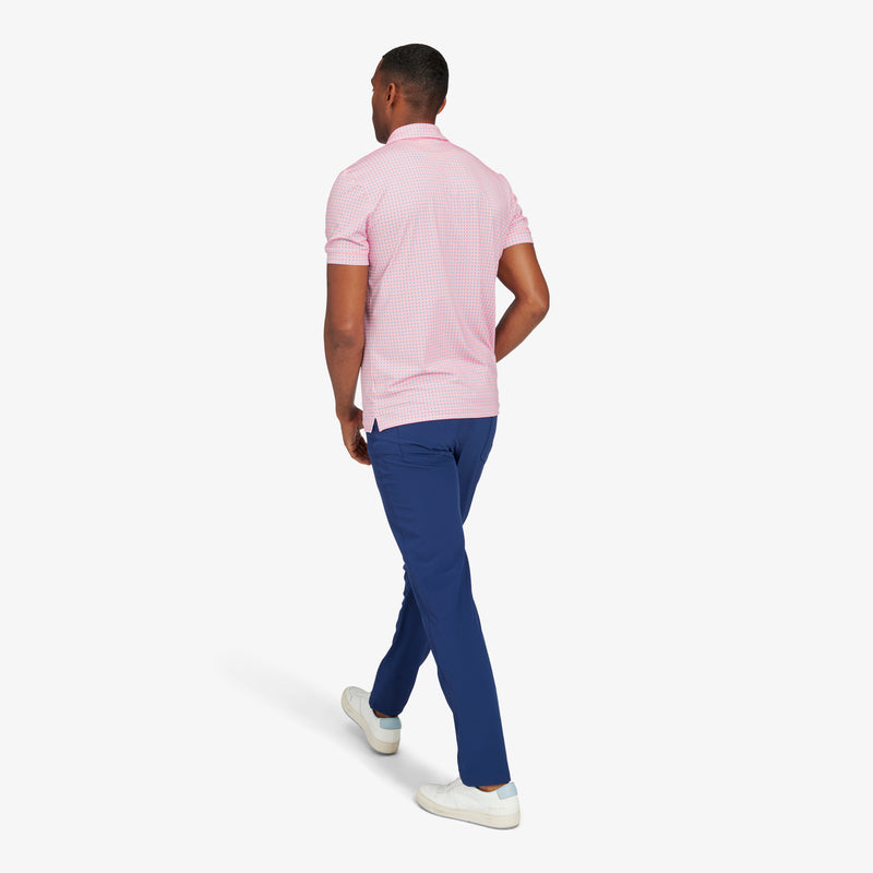 Versa Polo - Pink Mini Geo Print, lifestyle/model