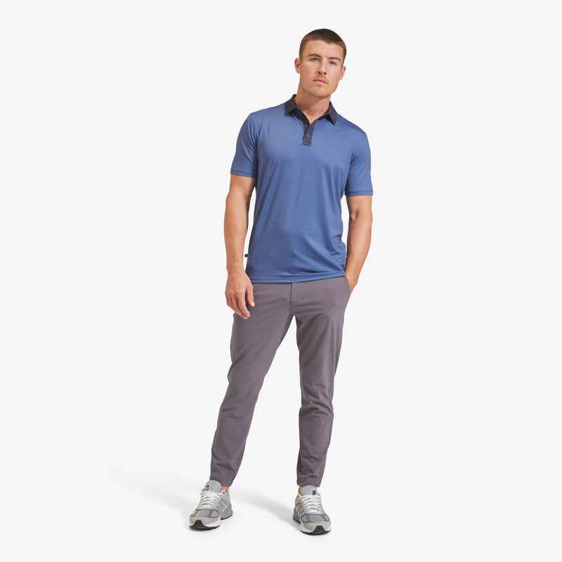Versa Polo - Navy Texture Print with Contrast, lifestyle/model