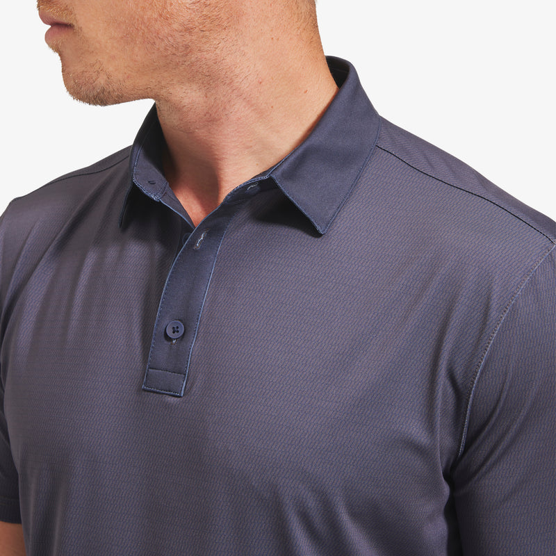 Versa Polo - Charcoal Texture Print with Contrast, lifestyle/model