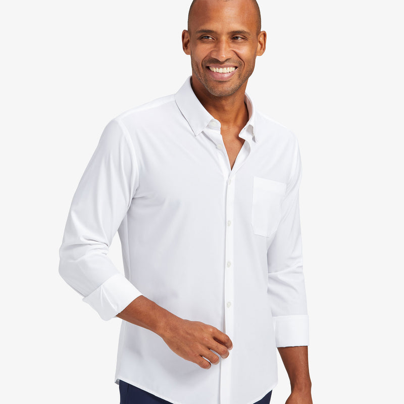 Leeward No Tuck Dress Shirt - White Solid, lifestyle/model