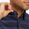 Leeward No Tuck Dress Shirt - Navy Burgundy Horizontal Stripe, lifestyle/model photo