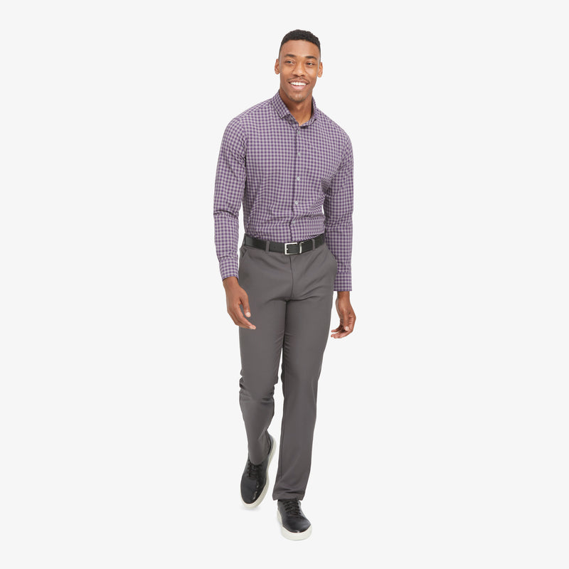 Leeward Dress Shirt - Purple Gray Gingham Check, lifestyle/model