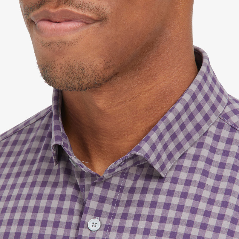 Leeward Dress Shirt - Purple Gray Gingham Check, lifestyle/model