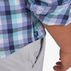 Leeward No Tuck Dress Shirt - Purple Aqua Multi Large Check, fabric swatch closeup