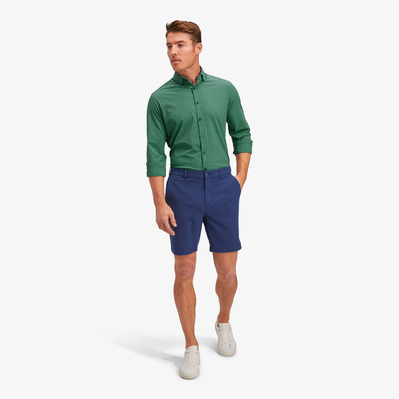 Leeward Dress Shirt - Green Navy Gingham, lifestyle/model