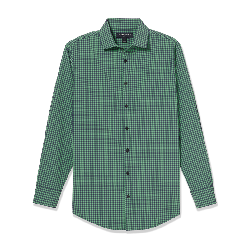 Leeward Dress Shirt - Green Navy Gingham, lifestyle/model