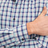 Leeward No Tuck Dress Shirt - Cobalt Blue and Pink Check, lifestyle/model photo