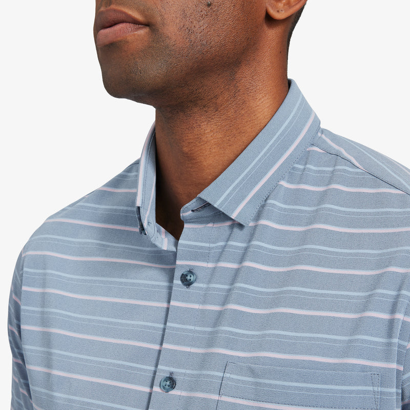 Leeward Short Sleeve - Chambray Horizontal Stripe, lifestyle/model