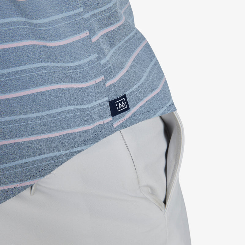 Leeward Short Sleeve - Chambray Horizontal Stripe, fabric swatch closeup