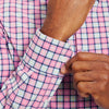 Monaco Dress Shirt - Pink Blue Multi Plaid, fabric swatch closeup