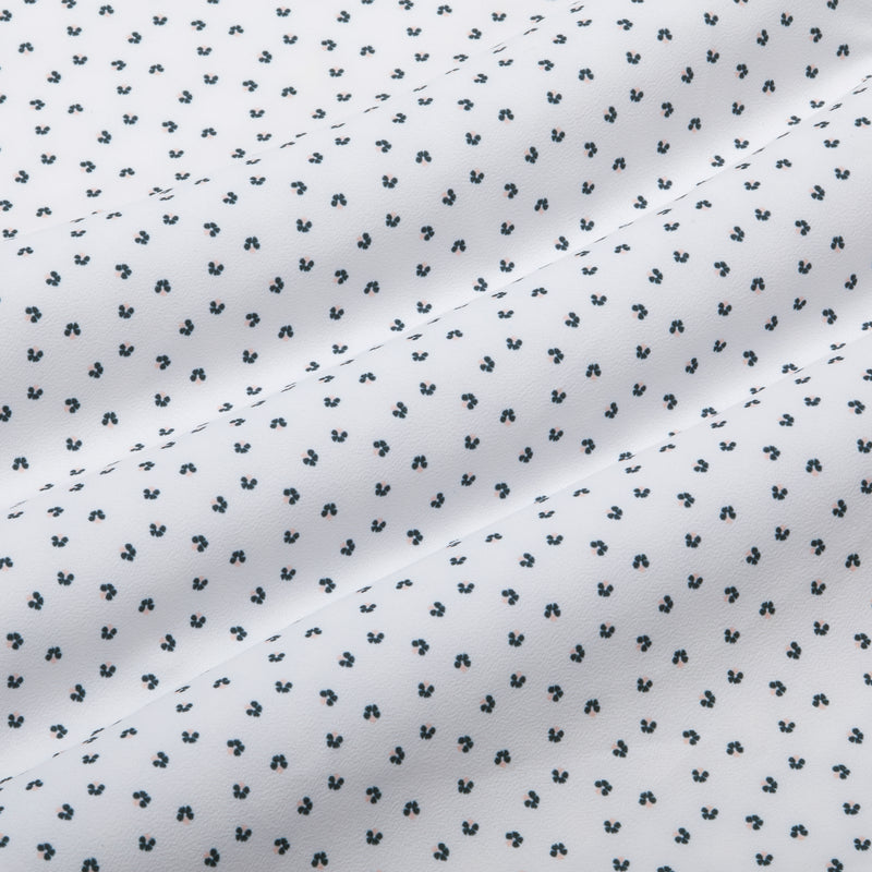 Monaco Dress Shirt - White Mini Floral Print, fabric swatch closeup