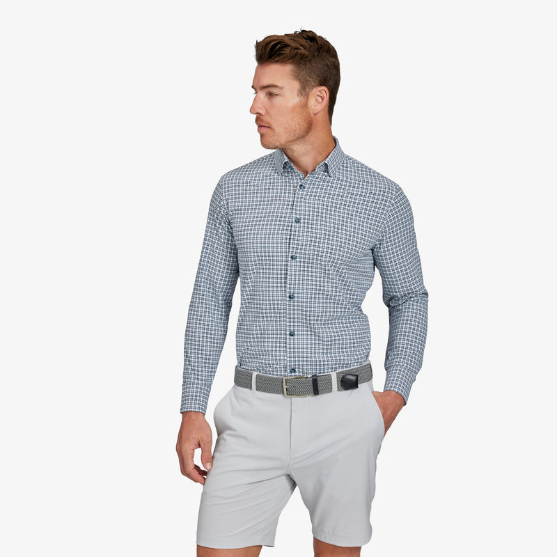 Monaco Dress Shirt - Light Blue Check, featured product shot