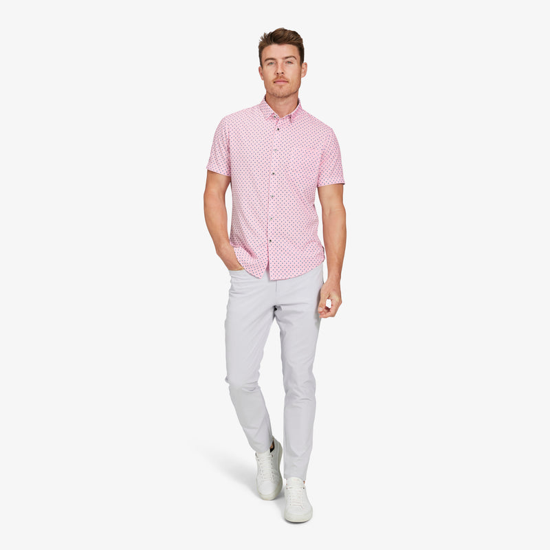 Leeward Short Sleeve - Pink Foulard Print, lifestyle/model