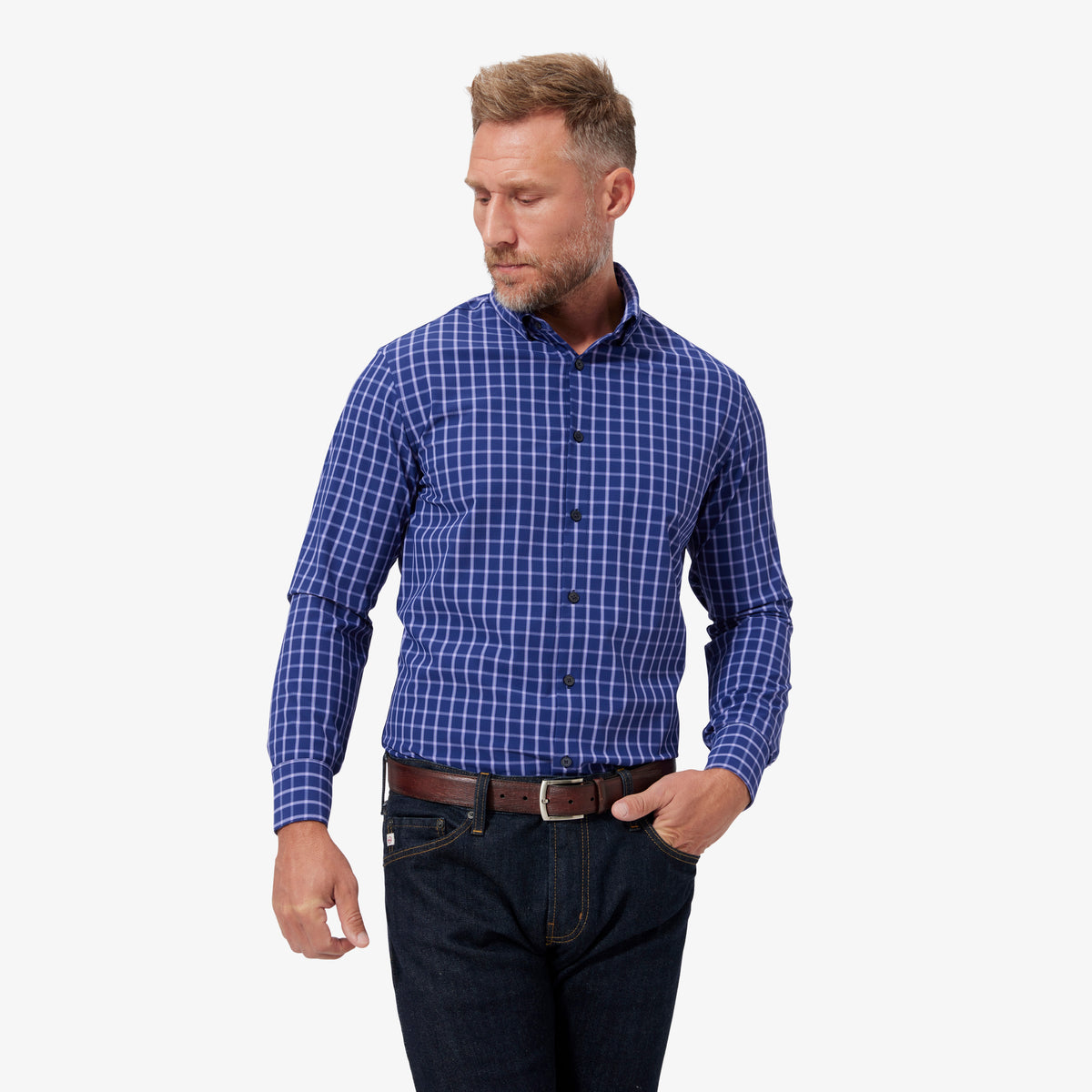 Leeward Dress Shirt - Blueprint Windowpane - Mizzen+Main