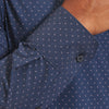 Leeward Dress Shirt - Navy Pink Dot Print, lifestyle/model photo