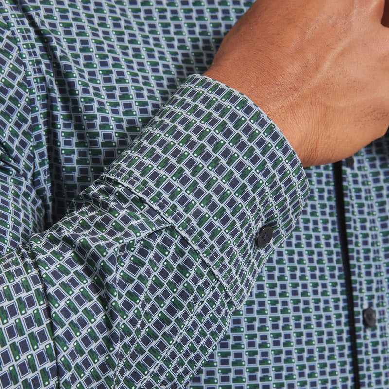 Leeward Dress Shirt - Ctrl+Alt+Delete Print, fabric swatch closeup