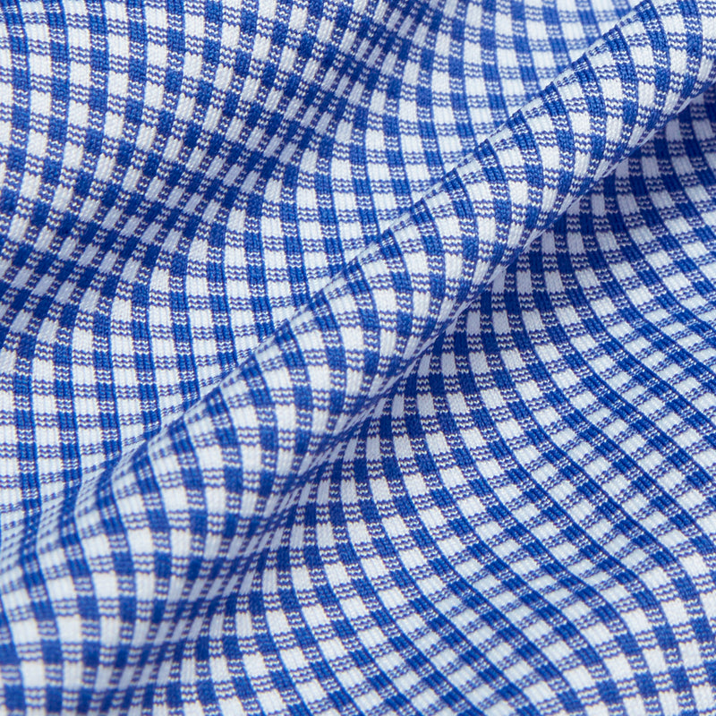 Spinnaker Dress Shirt - Blue Mini Gingham, fabric swatch closeup