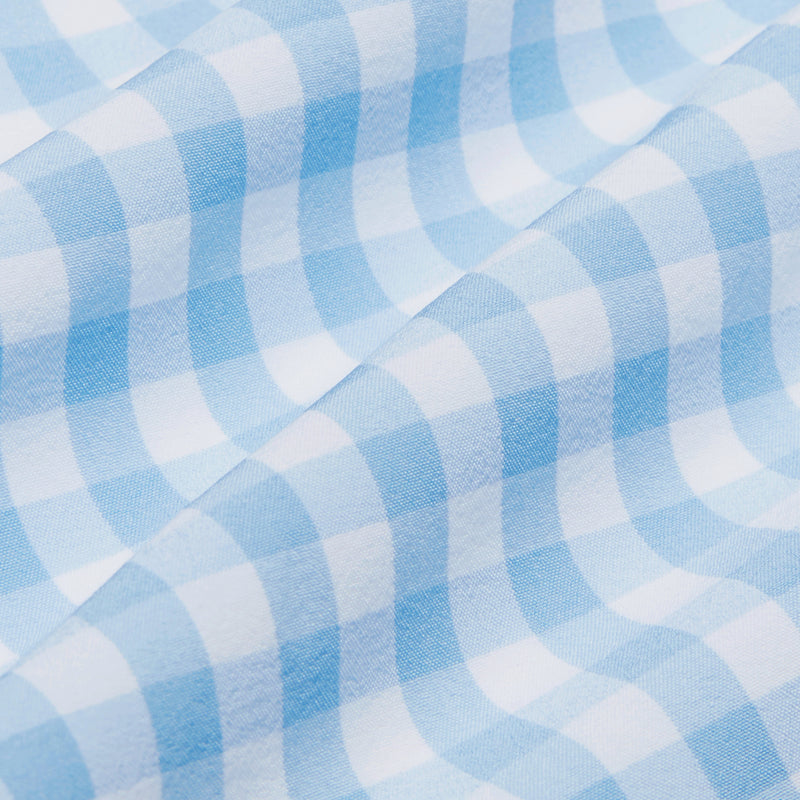 Leeward Dress Shirt - Light Blue Check, fabric swatch closeup