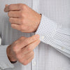 Leeward Dress Shirt - White Navy Mini Grid, fabric swatch closeup