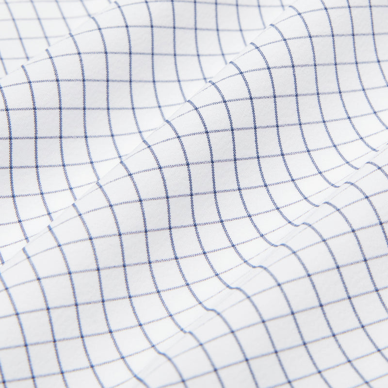Leeward Dress Shirt - Navy Grid, fabric swatch closeup