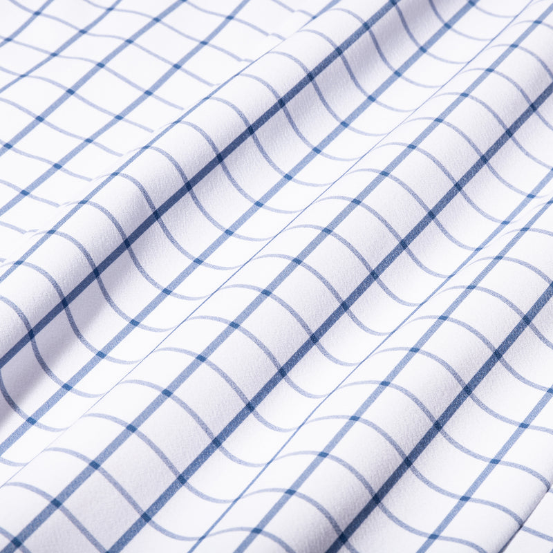Leeward Dress Shirt - Dark Blue Windowpane, fabric swatch closeup