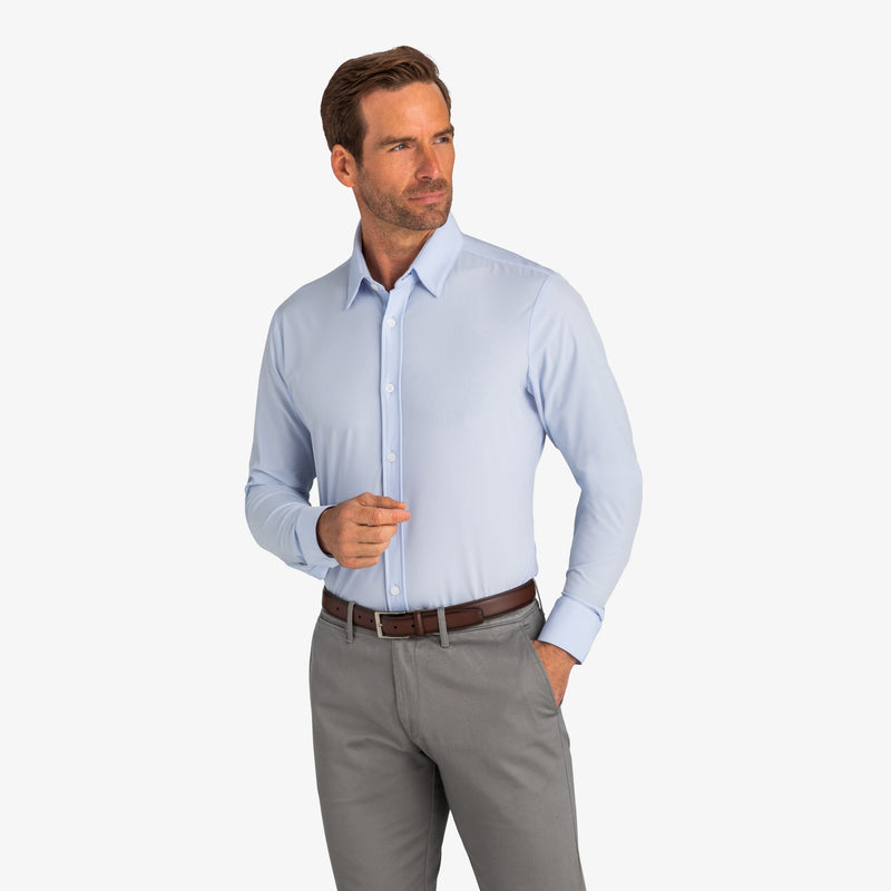 Leeward Formal Dress Shirt - Light Blue Solid, lifestyle/model