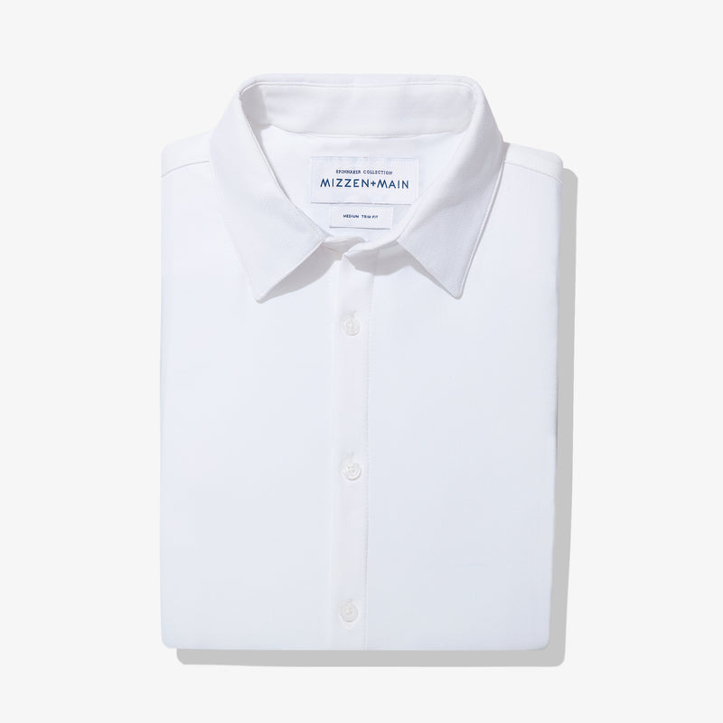 Spinnaker Dress Shirt - White Herringbone, featured product shot