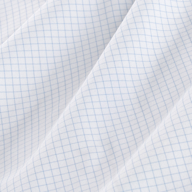 Leeward Formal Dress Shirt - Light Blue Mini Check, fabric swatch closeup