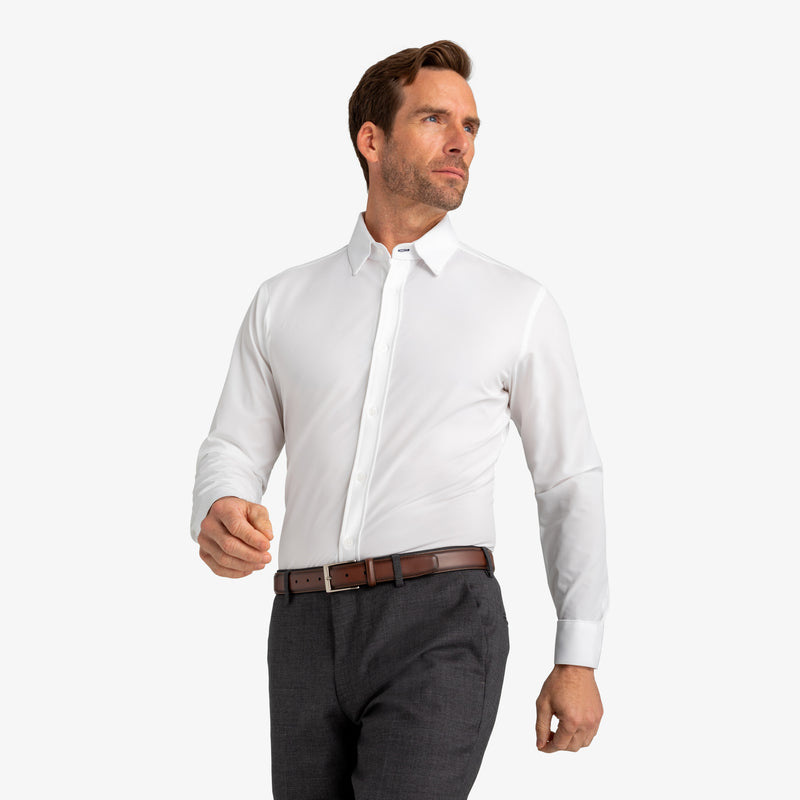 Leeward Formal Dress Shirt - White Solid, lifestyle/model